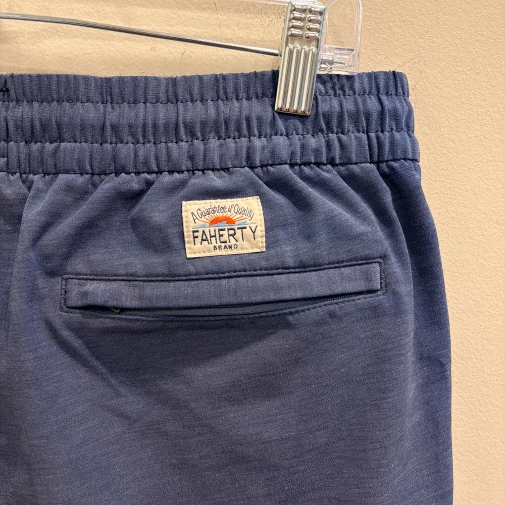 Faherty Mens All Day Short Blue Heathered Elastic Waist Stretch Large Gorpcore